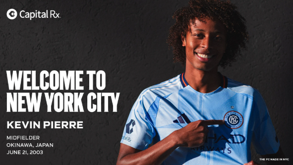 NYCFC firma al mediocampista Kevin Pierre con contrato del Primer Equipo hasta 2026.